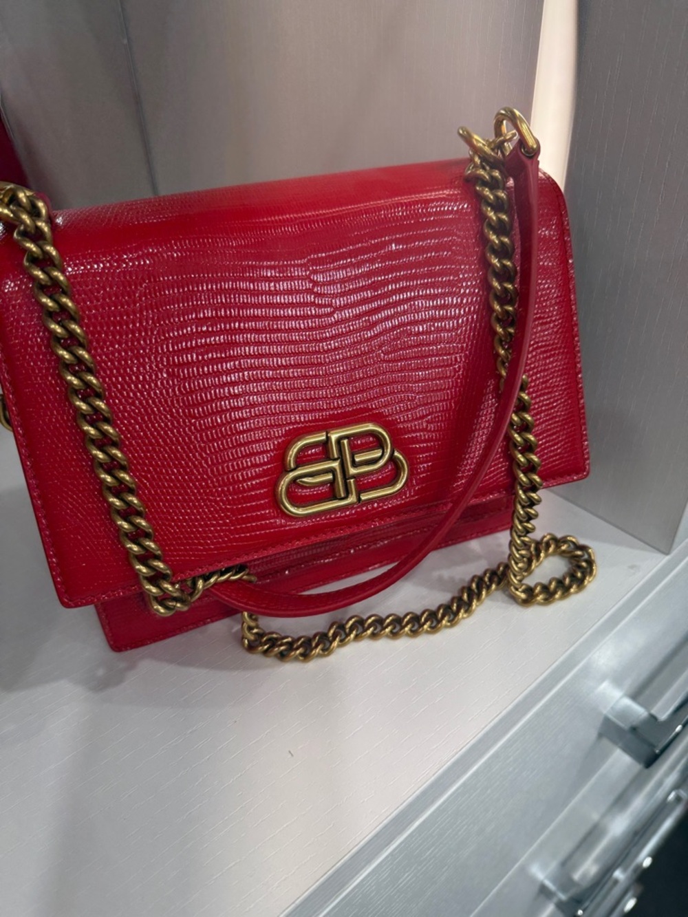 Balenciaga Red Crossbody Bag with Gold Hardware